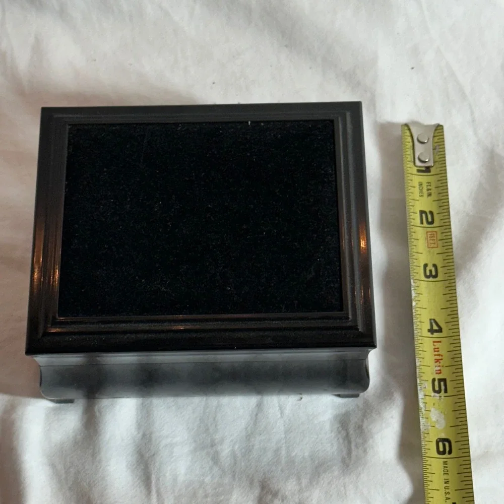 Jewelry Box Black Excellent Mirror Ring Roll Velvet Top Vanity Minimalist Travel